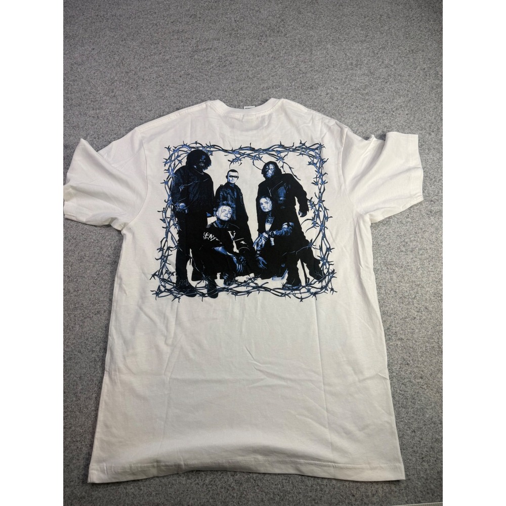 Vended Band Graphic T-Shirt Azure White Blue Barbed Wire Logo Mens Medium - Picture 5 of 7